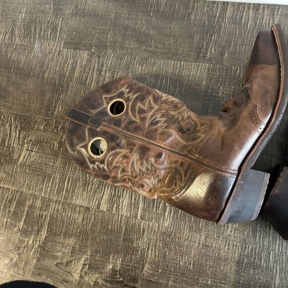 Laredo Men Kane Broad Square Toe Leather Cow Boy Shoes Tan Size 13 - Picture 8 of 11